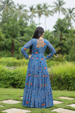 Elegant and Fabulous Bandhni Printed Gowns -Gowns Blue / L women's fashion mart