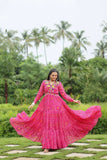 Elegant and Fabulous Bandhni Printed Gowns -Gowns Blue / L women's fashion mart