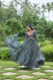 Elegant and Fabulous Bandhni Printed Gowns -Gowns Blue / L women's fashion mart