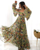 Green Pure Faux Georgette Floral Digital Printed Maxi Gown - women's fashion mart