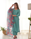 Amazing Pure Viscous Straight Kutta Pant Suit -Salwar Kameez Sea Green / XS women's fashion mart