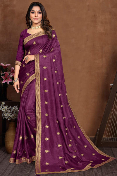 Art Silk Fabric Casual Look Lovely Saree In Purple Color.