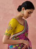 Rose Pink Organza Printed Woven Worked Designer Saree - women's fashion mart