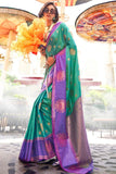 William Green Handloom Katan Banarasi Saree - women's fashion mart