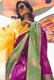 Royal Purple Handloom Katan Banarasi Saree - women's fashion mart