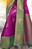 Royal Purple Handloom Katan Banarasi Saree - women's fashion mart