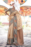 Cashmere Cream Handloom Katan Banarasi Saree - women's fashion mart
