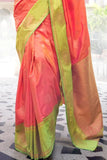 Pearl Peach Handloom Katan Banarasi Saree - women's fashion mart