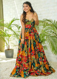 Vibrant Rayon Gown with Full Flare and Multicolor Digital Print - women's fashion mart