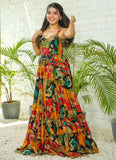 Vibrant Rayon Gown with Full Flare and Multicolor Digital Print - women's fashion mart