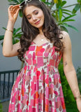 Pink Rayon Fully Stitched Fully Flared Designer Gown - women's fashion mart