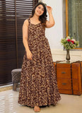 Elegant Brown Rayon Flared Fully Stitched Designer Gown - women's fashion mart