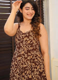 Elegant Brown Rayon Flared Fully Stitched Designer Gown - women's fashion mart
