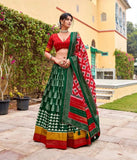 Impressive Green Tussar Silk Printed Lehenga Choli Set - women's fashion mart