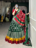 Impressive Green Tussar Silk Printed Lehenga Choli Set - women's fashion mart