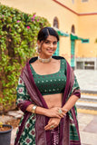 Wonderful Wine Tussar Silk Printed Foil Worked Lehenga Choli - women's fashion mart