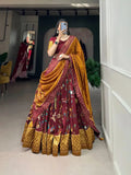 Lovely Maroon Tussar Silk Minakari Printed Lehenga Choli - women's fashion mart