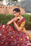 Lovely Maroon Tussar Silk Minakari Printed Lehenga Choli - women's fashion mart