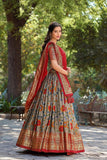 Fabulous Gray Tussar Silk Kalamkari Printed Foil Worked Lehenga Choli - women's fashion mart