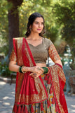 Fabulous Gray Tussar Silk Kalamkari Printed Foil Worked Lehenga Choli - women's fashion mart