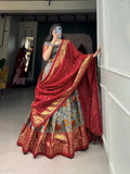 Fabulous Gray Tussar Silk Kalamkari Printed Foil Worked Lehenga Choli - women's fashion mart