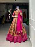 Marvelous Mustard Tussar Silk Kalamkari Printed Lehenga Choli - women's fashion mart