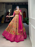 Marvelous Mustard Tussar Silk Kalamkari Printed Lehenga Choli - women's fashion mart