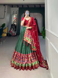 Gorgeous Green Tussar Silk Patola Printed Lehenga Choli - women's fashion mart