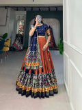 Incredible Orange Tussar Silk Patola Printed Lehenga Choli - women's fashion mart