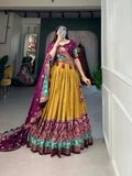 Impressive Tussar Silk Patola Printed Foil Worked Lehenga Choli - women's fashion mart