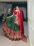 Gorgeous Green Tussar Silk Patola Printed Lehenga Choli - women's fashion mart