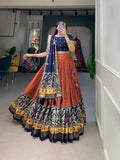 Incredible Orange Tussar Silk Patola Printed Lehenga Choli - women's fashion mart
