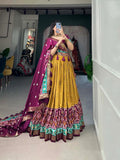 Impressive Tussar Silk Patola Printed Foil Worked Lehenga Choli - women's fashion mart