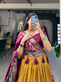 Impressive Tussar Silk Patola Printed Foil Worked Lehenga Choli - women's fashion mart