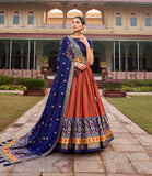 Incredible Orange Tussar Silk Patola Printed Lehenga Choli - women's fashion mart