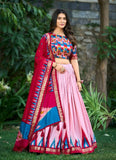 Precious Peach Tussar Silk Printed Foil Worked Lehenga Choli - women's fashion mart