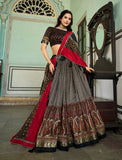Amazing Tussar Silk Kashmiri Printed Foil Worked Lehenga Choli - women's fashion mart