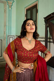 Outstanding Onion Tussar Silk Kashmiri Printed Foil Worked Lehenga Choli - women's fashion mart