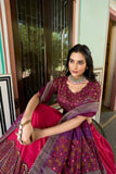 Precious Pink Tussar Silk Kashmiri Printed Foil Worked Lehenga Choli -Lehenga Choli Semi Stitched women's fashion mart