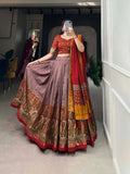 Outstanding Onion Tussar Silk Kashmiri Printed Foil Worked Lehenga Choli - women's fashion mart