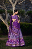 Purple Wedding Wear Tussar Silk Printed Lehenga Choli Set - women's fashion mart