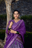 Purple Wedding Wear Tussar Silk Printed Lehenga Choli Set - women's fashion mart
