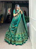 Wedding Wear Tussar Silk Floral Printed Lehenga Choli Set - women's fashion mart