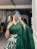 Dazzling Tussar Silk Floral Printed Lehenga Choli Set -Lehenga Choli Semi Stitched women's fashion mart