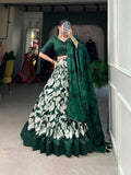 Dazzling Tussar Silk Floral Printed Lehenga Choli Set -Lehenga Choli Semi Stitched women's fashion mart