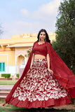 Ravishing Red Tussar Silk Floral Printed Lehenga Choli Set - women's fashion mart