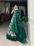 Dazzling Tussar Silk Floral Printed Lehenga Choli Set -Lehenga Choli Semi Stitched women's fashion mart