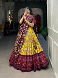 Gorgeous Yellow Patola Print Zari Weaving Border Work Lehenga Choli - women's fashion mart