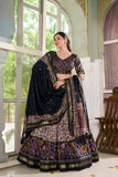 Amazing Tussar Silk Floral Printed Foil Worked Lehenga Choli Set - women's fashion mart