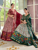 Amazing Tussar Silk Floral Printed Foil Worked Lehenga Choli Set - women's fashion mart
